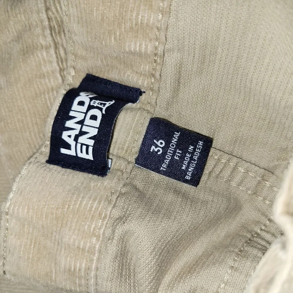 Land's End Mens Traditional Fit Corduroy Pant Size 36 Tan NWT